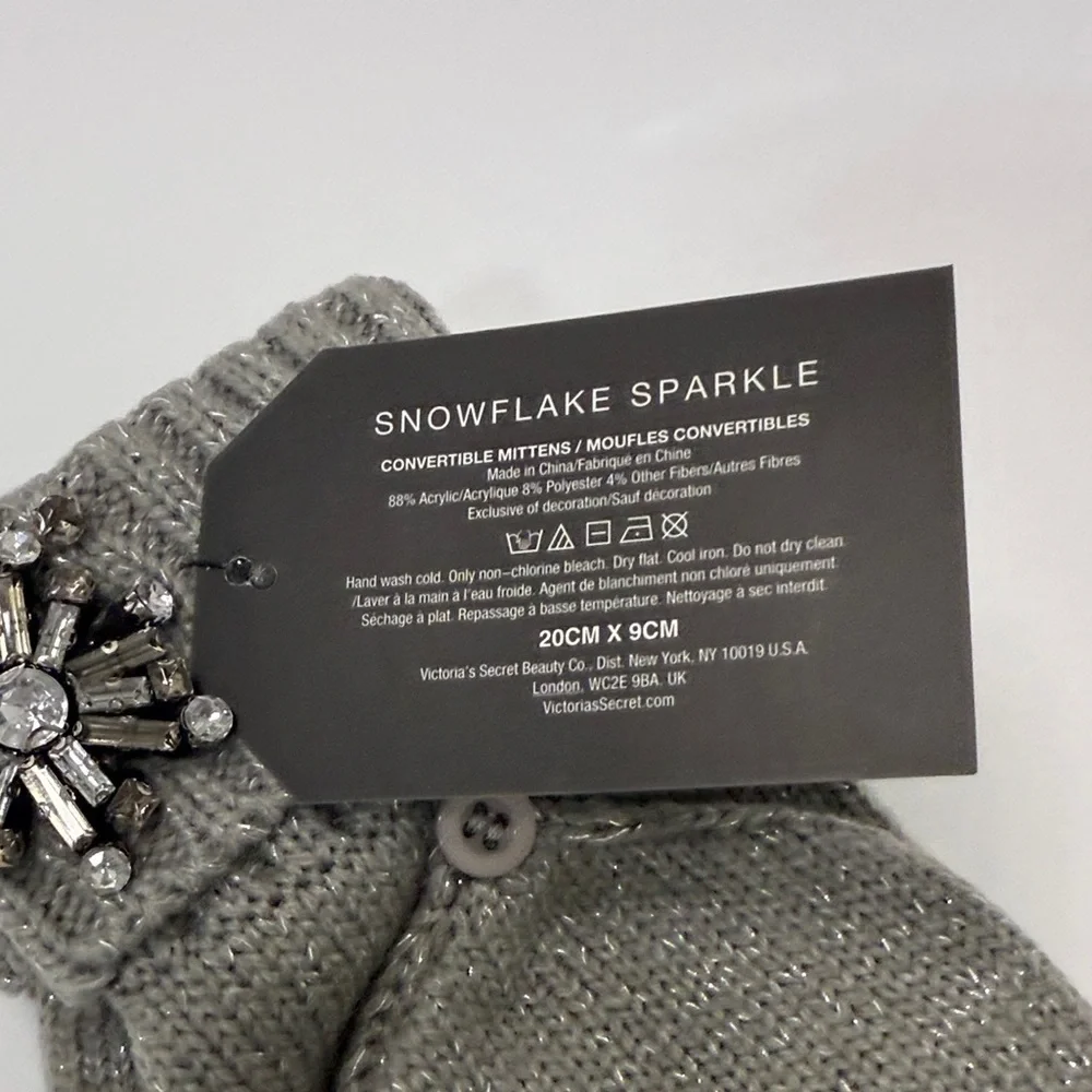 Victoria's Secret Gray Fingerless Gloves with Embellishments